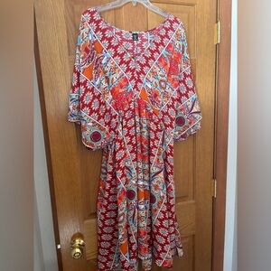 SHEIN Red and Orange Bohemian Dress